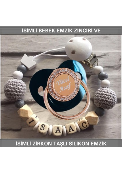 Isimli Bebek Emzik Zinciri ve Bebek Silikon Emzik Seti (0-6 Ay/yeni Doğan) SAHI_0587