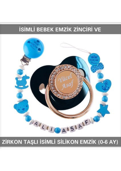 Isimli Bebek Emzik Zinciri ve Bebek Silikon Emzik Seti (0-6 Ay/yeni Doğan) SAHI_0691