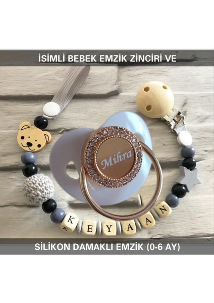 Isimli Bebek Emzik Zinciri ve Bebek Silikon Emzik Seti (0-6 Ay/yeni Doğan) SAHI_0723