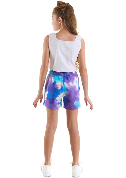 Never Mind Kız Çocuk Crop Top Batik Şort Takım