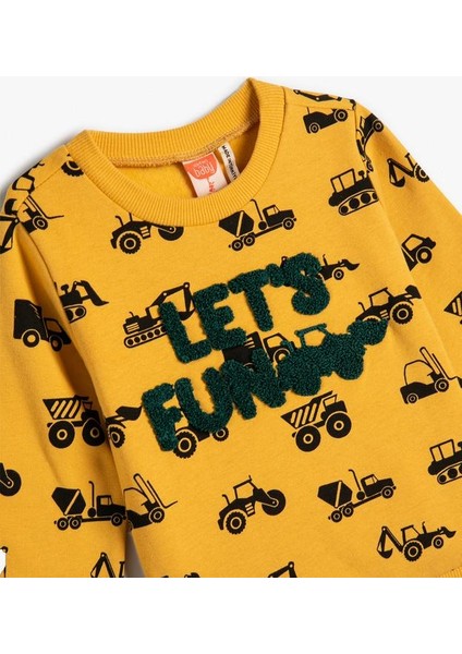 Sweatshirt Tavşancık Baskılı Uzun Kollu Bisiklet Yaka Şardonlu Pamuklu fiyatları