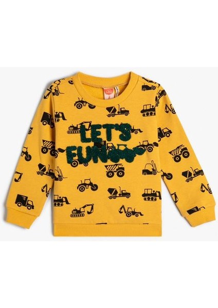 Sweatshirt Tavşancık Baskılı Uzun Kollu Bisiklet Yaka Şardonlu Pamuklu modelleri