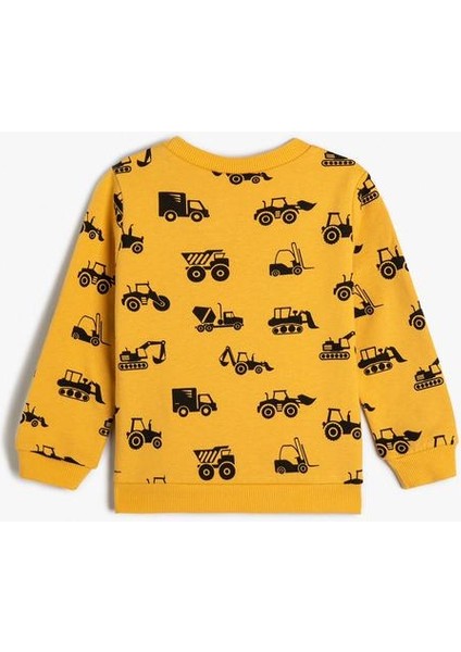 Sweatshirt Tavşancık Baskılı Uzun Kollu Bisiklet Yaka Şardonlu Pamuklu indirimleri