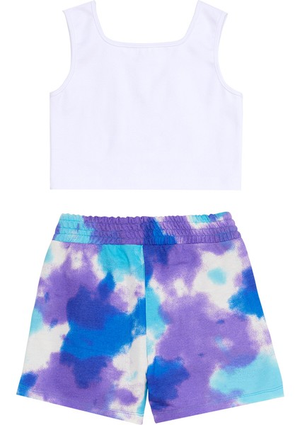 Never Mind Kız Çocuk Crop Top Batik Şort Takım