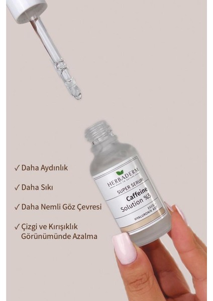 Süper Serum Göz Altı Torba ve Morluklarına Karşı Göz Çevresi Bakım Serumu Kafein + Hyaluronik Asit + EGCG %96 Doğal İçerik 30 Ml