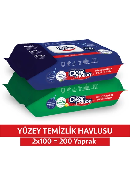 Clear Motion Yüzey Temizlik Havlusu (2X100) 200 Yaprak