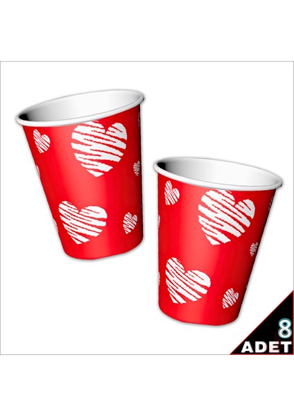 Love Karton Bardak - 8 Adet