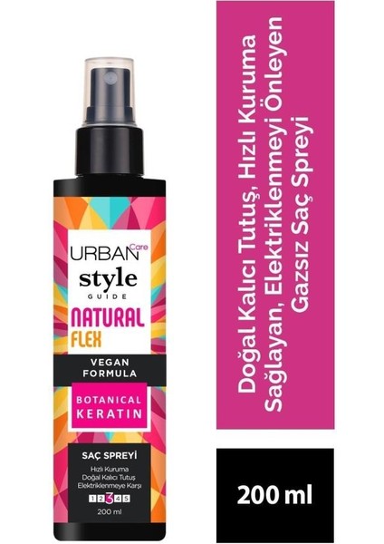 URBAN Care Style Guide Natural Flex Gazsız Saç Spreyi-Doğal ve Kalıcı Tutuş-Vegan-200ML