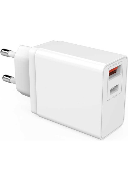 Apple Iphone, Ipad, Samsung, Huawei Tablet ve Telefon Uyumlu Pd ve USB Çıkışlı Şarj Başlığı Adaptörü