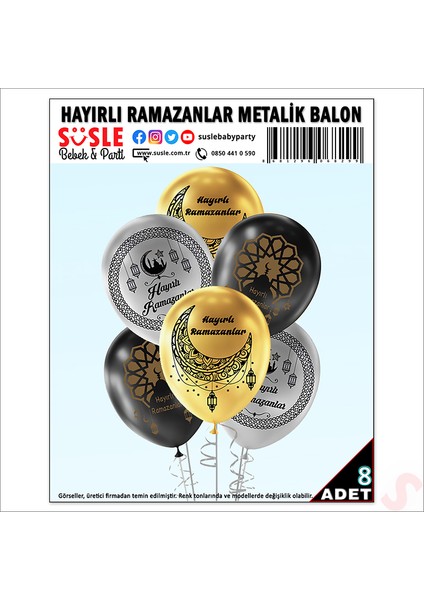 Hayırlı Ramazanlar Metalik Balon, 30CM x 8 Adet