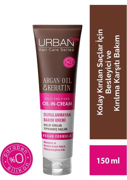 URBAN Care Argan Yağı&Keratin Kolay Kırılan Saçlar Besleyici Bakım Kremi-Vegan-150ML