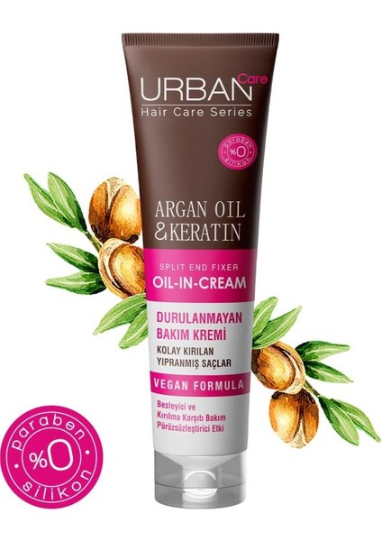 URBAN Care Argan Yağı&Keratin Kolay Kırılan Saçlar Besleyici Bakım Kremi-Vegan-150ML