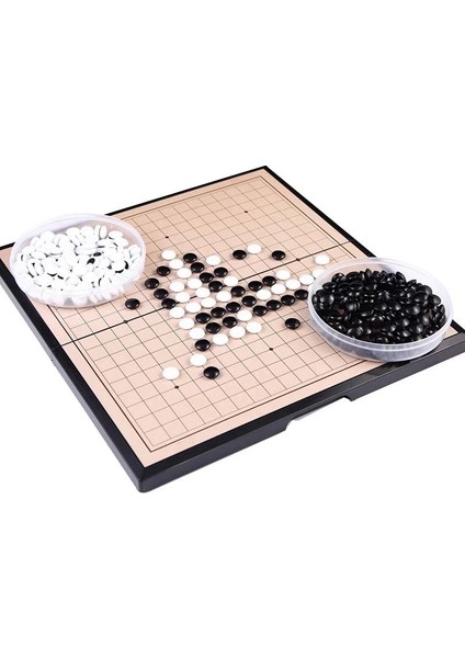 19 Satır 28,5 cm Stili Manyetik Git Oyunu Katlanabilir Weiqi Akrilik Siyah Beyaz Chessman Satranç Seti Çocuklar Için Bulmaca Satranç Tahtası Oyunu Oyuncaklar Hediye (Yurt Dışından)