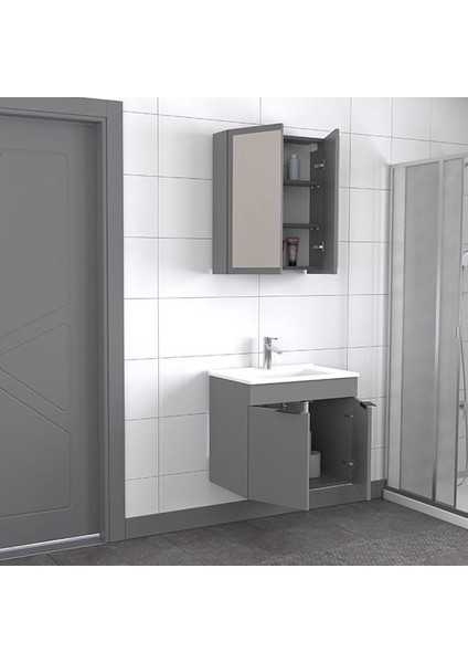 Loft 65 cm Mat Gri Banyo Dolabı