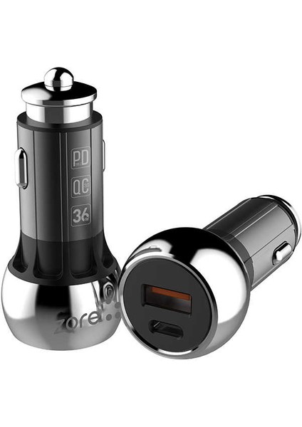 USB ve Lightning Girişli Yüksek Hızlı Şarj Başlığı Araba Araç LED Işık Çakmaklık Şarj Adaptörü