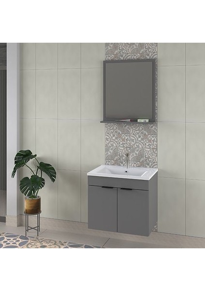 Arya 65 cm Mat Gri Banyo Dolabı