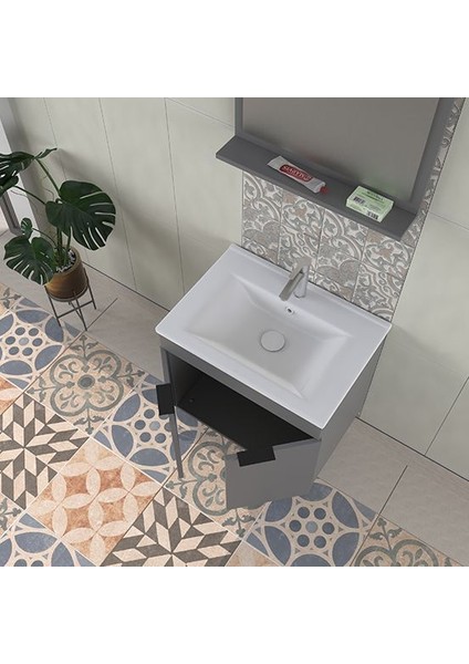 Arya 65 cm Mat Gri Banyo Dolabı