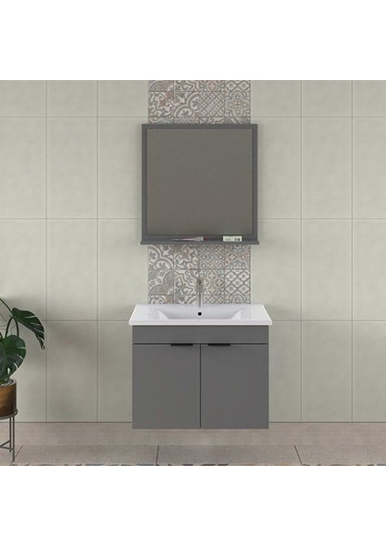 Arya 75 cm Mat Gri Banyo Dolabı