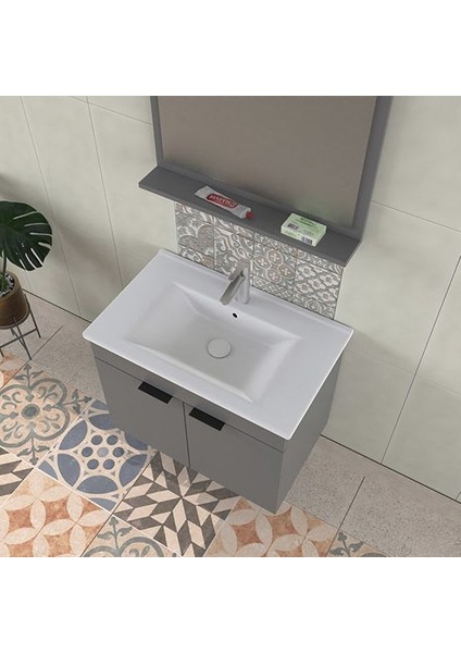 Arya 75 cm Mat Gri Banyo Dolabı