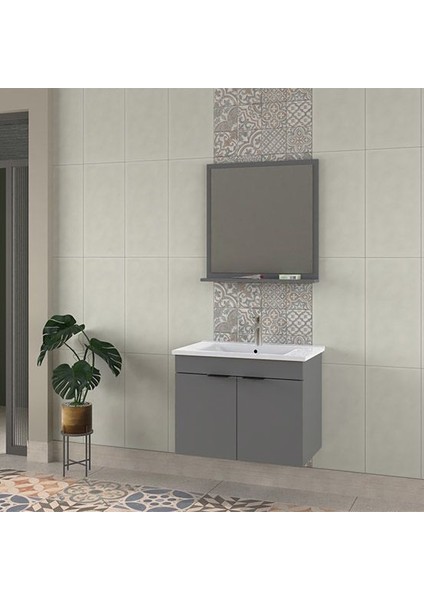 Arya 75 cm Mat Gri Banyo Dolabı