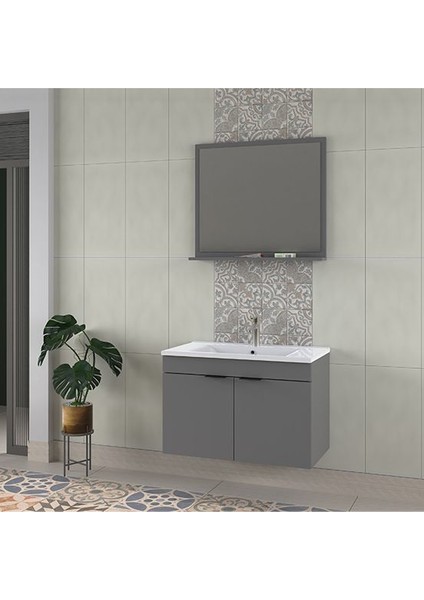 Arya 85 cm Mat Gri Banyo Dolabı