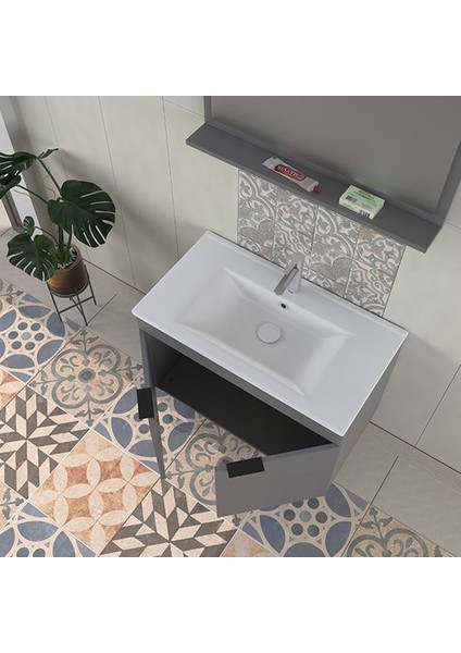 Arya 85 cm Mat Gri Banyo Dolabı