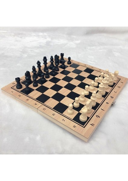 24X24CM Tarzı Ahşap Satranç Tahtası Katlanabilir Satranç Tahtası Aile Seyahat Satranç Tahtası Seyahat Hediye Depolama Taşınabilir Seyahat Oyun Seti Masa Oyunu (Yurt Dışından)