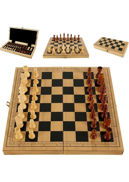 24X24CM Tarzı Ahşap Satranç Tahtası Katlanabilir Satranç Tahtası Aile Seyahat Satranç Tahtası Seyahat Hediye Depolama Taşınabilir Seyahat Oyun Seti Masa Oyunu (Yurt Dışından) fırsatları