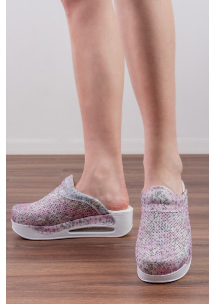 Pembe Pony Simli Kadın Air Max Ortopedik ve Anatomik Rahat Sabo Terlik