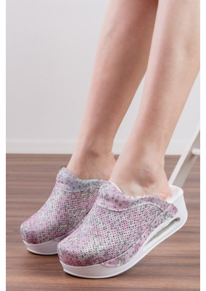 Pembe Pony Simli Kadın Air Max Ortopedik ve Anatomik Rahat Sabo Terlik modelleri