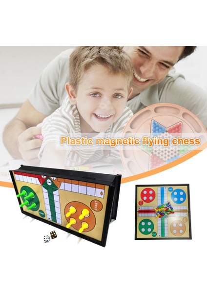 Flying Chess Style 25 cm Plastik Manyetik Uçan Satranç, Satranç Tahtası, Dört Renkli Kızma Birader Satranç, Ebeveyn-Çocuk Oyunları, Elastik Katlanabilir Satranç Tahtası (Yurt Dışından)