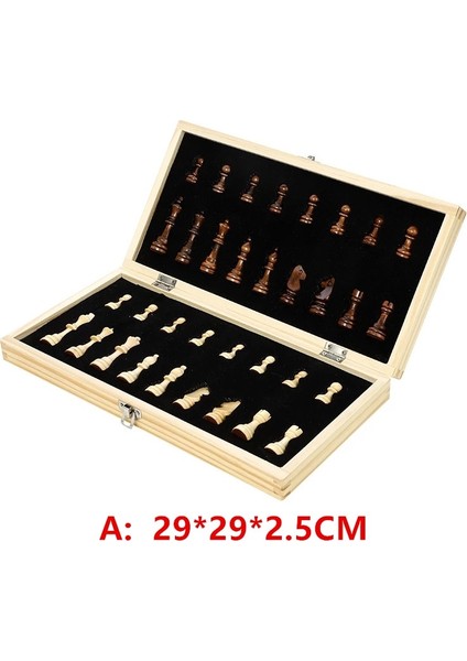A 29X29CM Style Manyetik Satranç Ahşap Ahşap Dama Tahtası Masif Ahşap Parçalar Katlanır Satranç Tahtası High-End Bulmaca Satranç Oyunu Eğlence (Yurt Dışından)