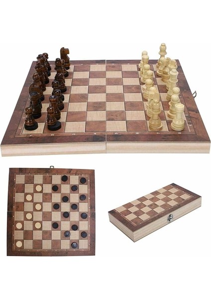 29CM Tarzı Yeni Tasarım Ahşap Satranç Tavla Dama Seyahat Oyunları Satranç Seti Tahta Taslakları Eğlence Noel Hediyesi (Yurt Dışından)