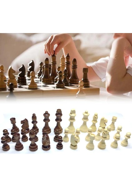 Ess Ahşap Oyma Satranç Taşları El Yapımı Set Kral Yükseklik Çocuk Doğum Günleri Noel Hediyesi (Yurt Dışından)