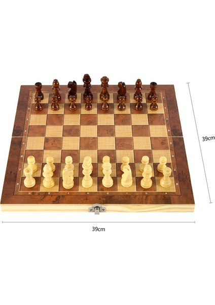 39X39CM Stili 3 In 1 Ahşap Uluslararası Satranç Seti Ahşap Satranç Tahta Oyunları Dama Bulmaca Oyunu Nişanlı Çocuklar Için Doğum Günü Hediyesi Ajedrez (Yurt Dışından)