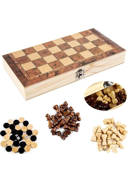 39X39CM Stili 3 In 1 Ahşap Uluslararası Satranç Seti Ahşap Satranç Tahta Oyunları Dama Bulmaca Oyunu Nişanlı Çocuklar Için Doğum Günü Hediyesi Ajedrez (Yurt Dışından)