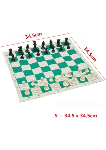 38X8CM Tarzı Turnuva Satranç Seti Plastik Dolgulu Satranç Taşları ve Yeşil Roll-Up Çantalı Vinil Satranç Tahtası Oyunu (Yurt Dışından)