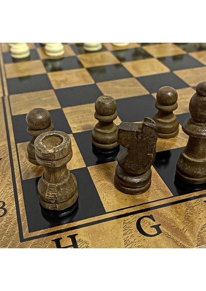 International Chess Style 23.5cm Vintage Che Katlanabilir Ahşap Taşınabilir Tavla Dama Hediyeler Için Satranç Taşları Dama Satranç Taşları (Yurt Dışından)