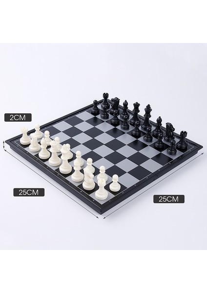 25CM Klasik 3810B Stili 1 Takım Altın Gümüş Siyah ve Beyaz Manyetik Satranç Dama Katlanabilir Satranç Tahtası Eğlence Satranç Kartı Oyunu Oyuncak Satranç Takımı (Yurt Dışından)