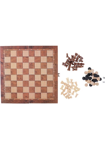 Koyu Ahşap Stili Deluxe 9.5x9.5 Daha Az Damalı Tavla Ahşap Seyahat Oyun Seti (Yurt Dışından)