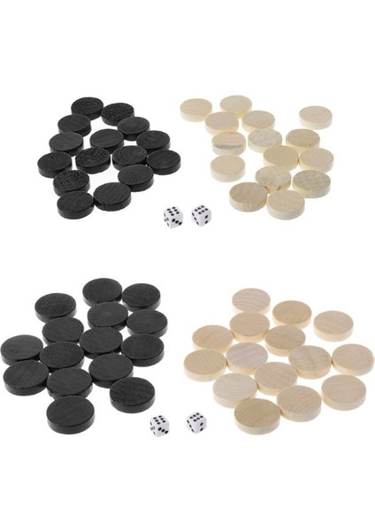 2.4cm Set Stili Tahta Dama Tavla Çocuklar Için Satranç Taşları Masa Oyunu 2 Zar Günlük Tahta Oyunları Zeka Oyunları Tahtasız (Yurt Dışından)