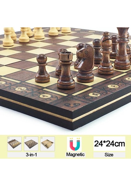 24 x 24CM Magnetic Style Süper Manyetik Veya Değil Ahşap Satranç Masa Oyunu Tavla Denetleyicisi Antik Satranç Seti Ahşap Satranç Parçası ve Satranç Tahtası (Yurt Dışından)
