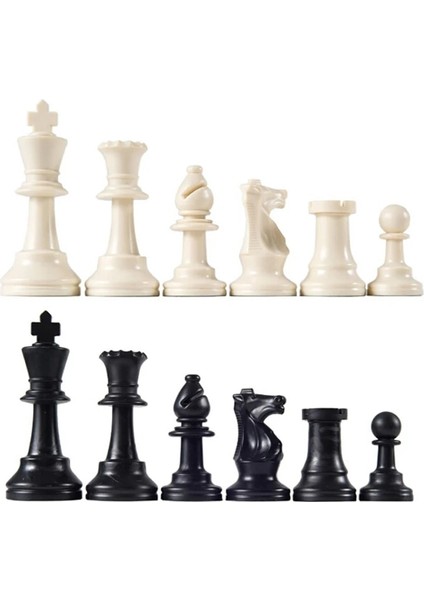 Ortaçağ Satranç Taşlarıplastik Komple Satranç Adamları Uluslararası Kelime Satranç Oyunu Eğlence Siyah Beyaz 64MM (Yurt Dışından)