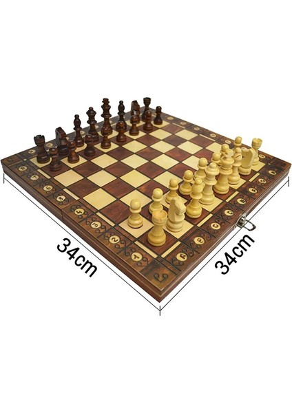 34 x 34CM Tarzı Süper Manyetik Ahşap Satranç Tavla Dama Oyunu Antik Satranç Seyahat Satranç Seti Ahşap Satranç Parçası Satranç Tahtası (Yurt Dışından)