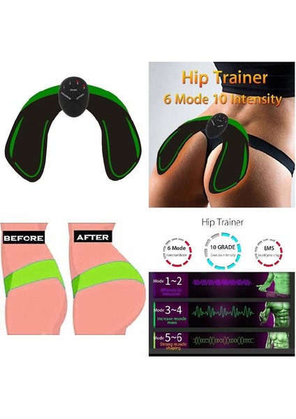 Yeşil Stil 6 Mod Akıllı Kolay Kalça Eğitmen Kalça Popo Kaldırma Vücut Egzersizi Fitness Dıy Aksesuarları Bhd2 (Yurt Dışından)