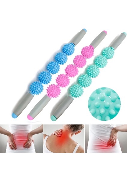 5q Çubuk Kırmızı Stili Masaj Sopası Spor Salonu Kas Masaj Silindiri Yoga Çubuğu Vücut Relax Aracı Selülit Önleyici Tetik Noktası Çubuğu ile 5 Noktalı Dikenli Top (Yurt Dışından)