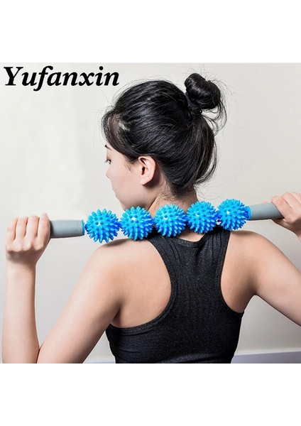 5q Çubuk Kırmızı Stili Masaj Sopası Spor Salonu Kas Masaj Silindiri Yoga Çubuğu Vücut Relax Aracı Selülit Önleyici Tetik Noktası Çubuğu ile 5 Noktalı Dikenli Top (Yurt Dışından)