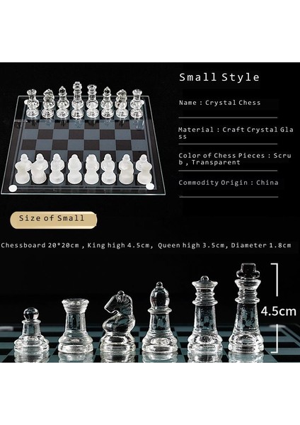 Küçük Stil Craft Kristal Cam Lüks Satranç Seti Akrilik Satranç Tahtası Anti-Kırık Zarif Cam Satranç Taşları Masa Oyunu Aile Satranç Oyunu Seti (Yurt Dışından)