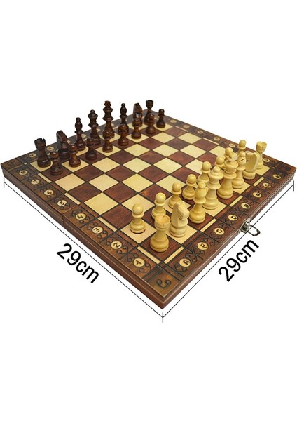 29X29CM Tarzı Süper Manyetik Ahşap Satranç Tavla Dama Oyunu Antik Satranç Seyahat Satranç Seti Ahşap Satranç Parçası Satranç Tahtası (Yurt Dışından)