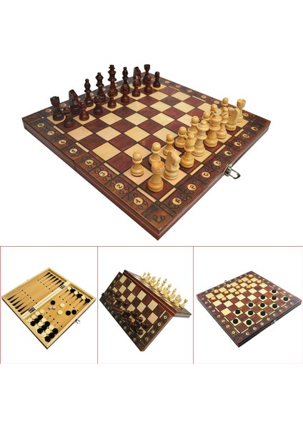 29CM Tarzı Yeni Tasarım Ahşap Satranç Tavla Dama Seyahat Oyunları Satranç Seti Tahta Taslakları Eğlence Noel Hediyesi (Yurt Dışından)